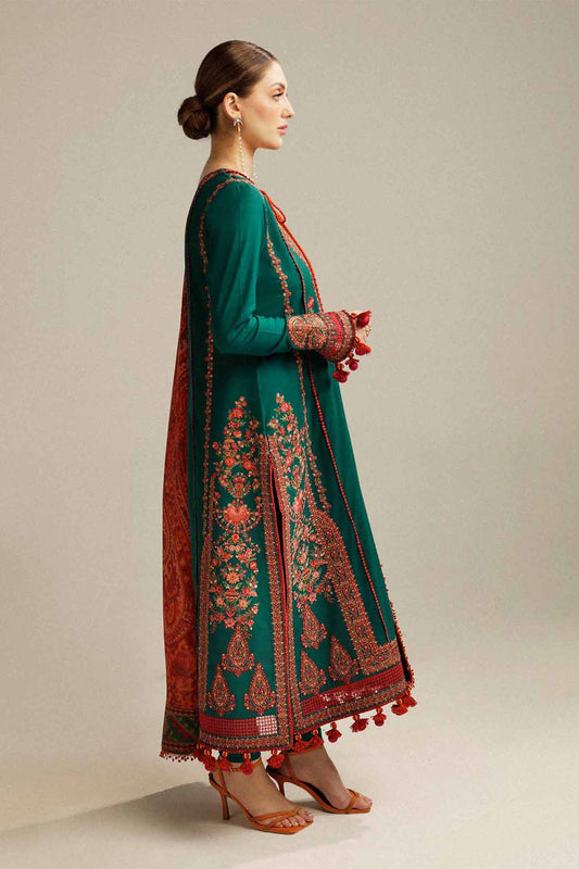MB 525 - 3 Pcs Unstitched Heavy Embroidered Dhanak Suit with Premium Quality Wool Shawl