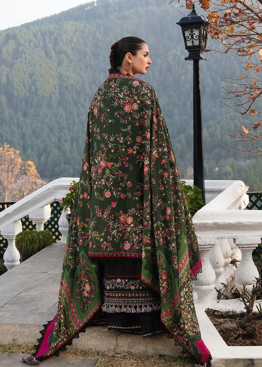 MB 520 - 3 Pcs Unstitched Heavy Embroidered Dhanak Suit with Premium Quality Wool Shawl