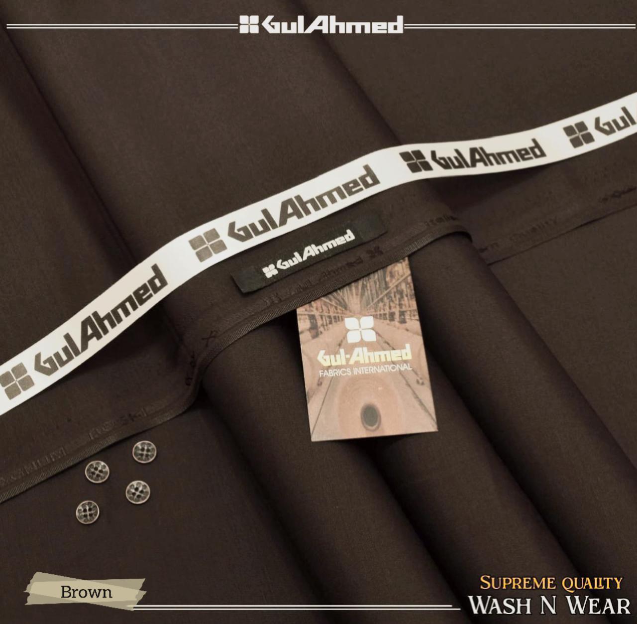 GUL Ahmed 4 Season Wash N Wear Brown GW#104