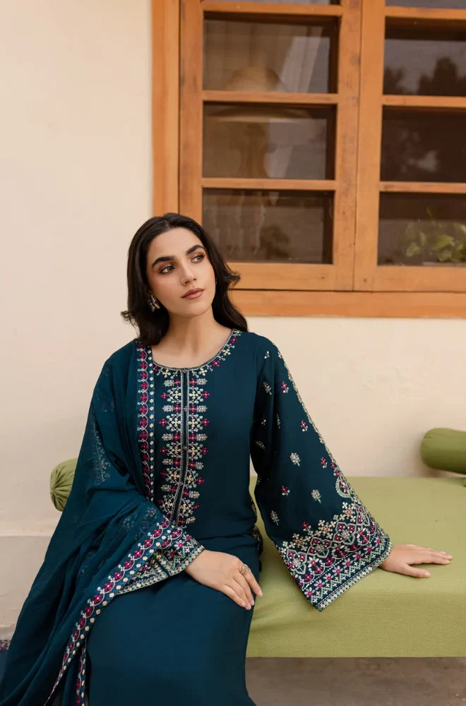 LM-585 3 Piece - Unstitched Fully Embroidered Lawn Fabric