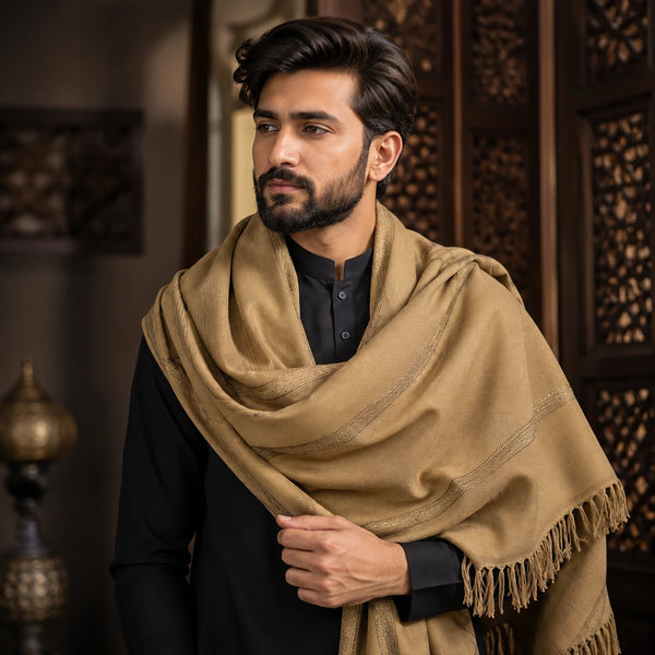 PREMIUM J. MENS SHAWL #104 (Light Brown)