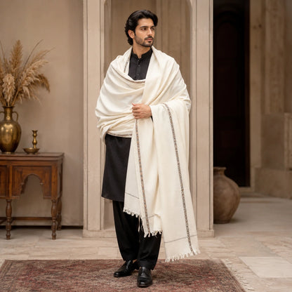 PREMIUM J. MENS SHAWL #101 WHITE
