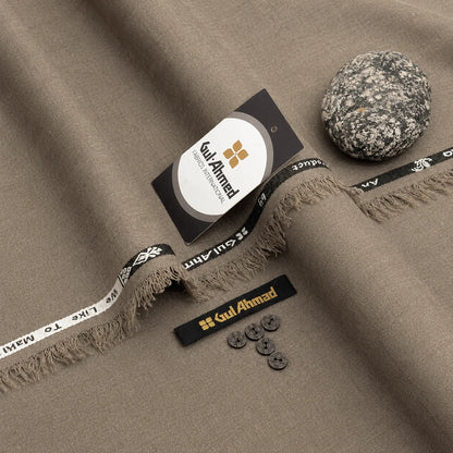 Premium Gul Ahmed Mens Semi Wool Suit #G106 (Light Brown)