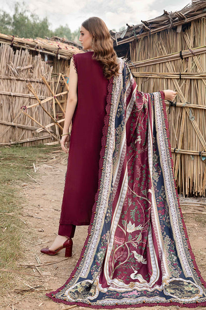 MB 515 - 3 Pcs Unstitched Heavy Embroidered Dhanak Suit with Premium Quality Wool Shawl