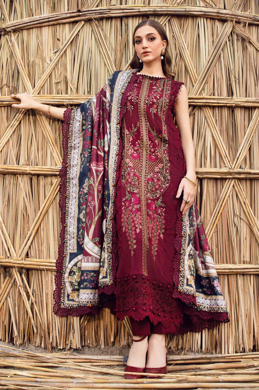 MB 515 - 3 Pcs Unstitched Heavy Embroidered Dhanak Suit with Premium Quality Wool Shawl