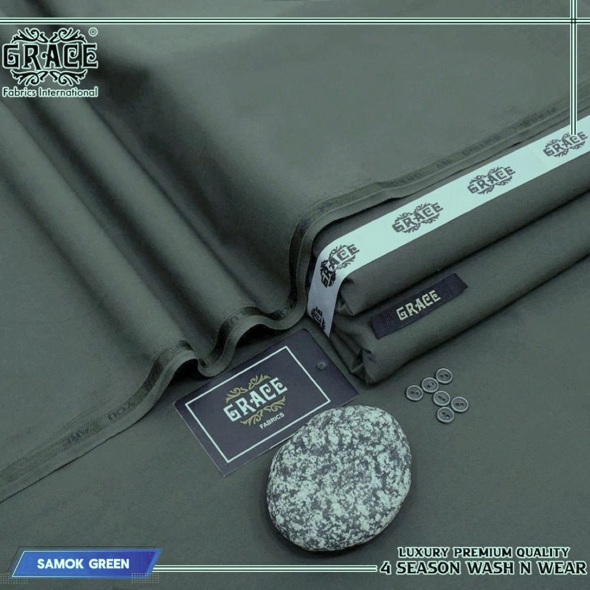 Luxury Premium 4 Season Wash & Wear Smoke Green GW#103