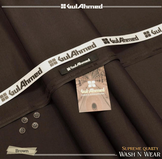 GUL Ahmed 4 Season Wash N Wear Brown GW#104