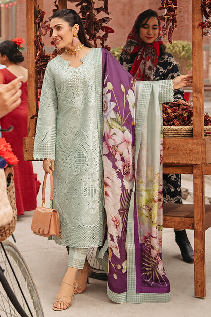 MS 42-Lawn 3 piece Fully Embroidered With Digital Printed Poly Lawn Dupatta Chicken kari borring Embroiderys