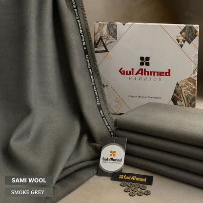 Premium Gul Ahmed Mens Semi Wool Suit #G107 (Smoke Grey)