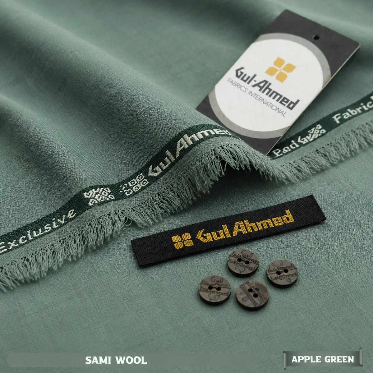 Premium Gul Ahmed Mens Semi Wool Suit #G101 (Apple Green)