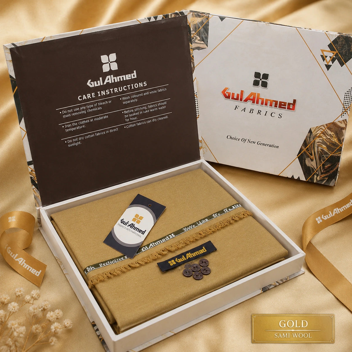 Premium Gul Ahmed Mens Semi Wool Suit #G104 (gold)