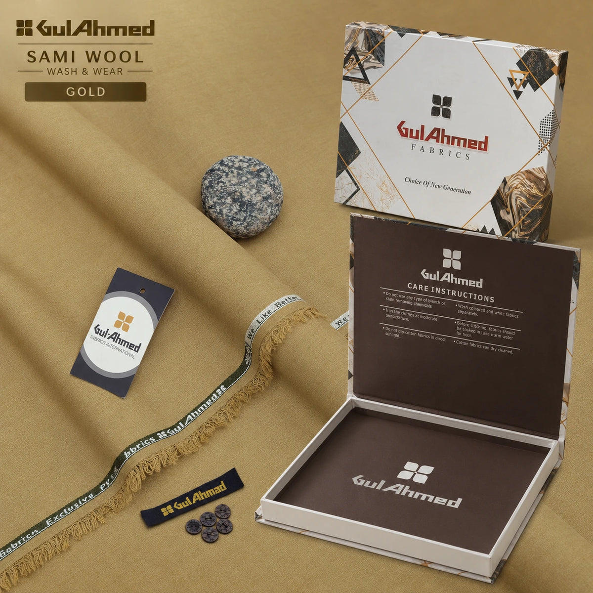 Premium Gul Ahmed Mens Semi Wool Suit #G104 (gold)