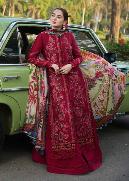 MB 550 - 3 Pcs Unstitched Heavy Embroidered Dhanak Suit with Premium Quality Wool Shawl