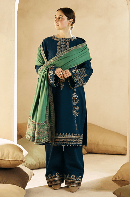 BR 840-3 Piece Heavy Embroidered Dhanak Dress  ( Dhanak Embroidered Dupatta )