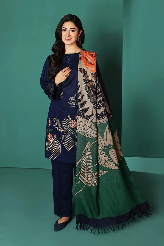 NS 195-3PC-unstitched-heavy-embroidered-dhanak-suit-printed-woolen-dupatta-