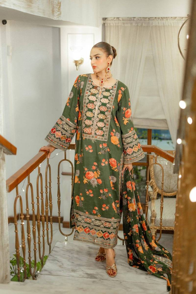 Aneelas Luxury Silk Unstitched 3 Piece Suit