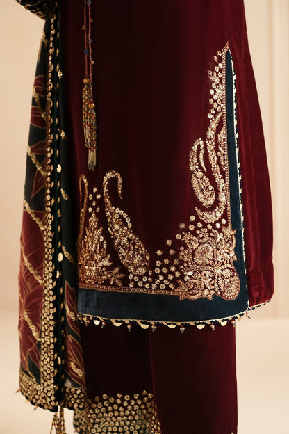 3 Piece - Unstitched Fully Embroided Velvet Fabric