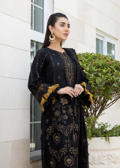 BA 06-3 Piece Unstitched Heavy Embroidered Chickan Kari Lawn Suit ( Fully Embroidered Organza Dupatta )