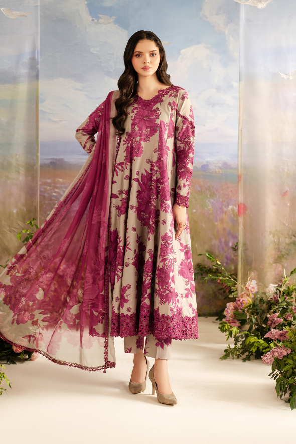 3 Piece - Unstitched Digital Printed Khaddar Fabric IZ-72