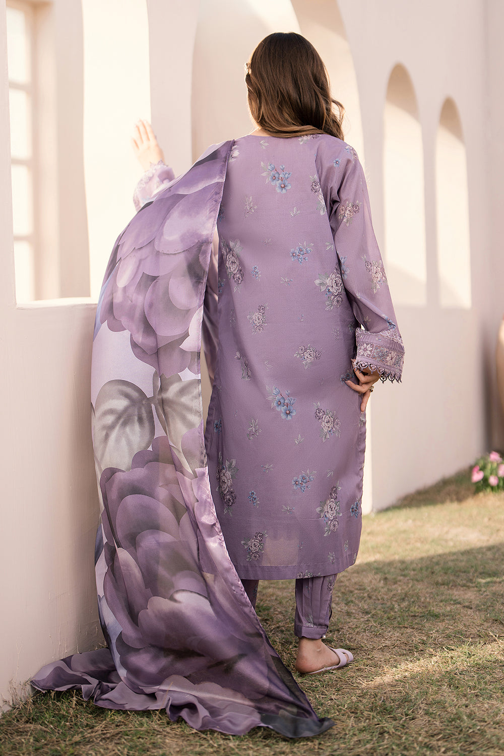 BQ 210-3 Piece - Unstitched Digital Printed Lawn Fabric With Lawn Dupatta