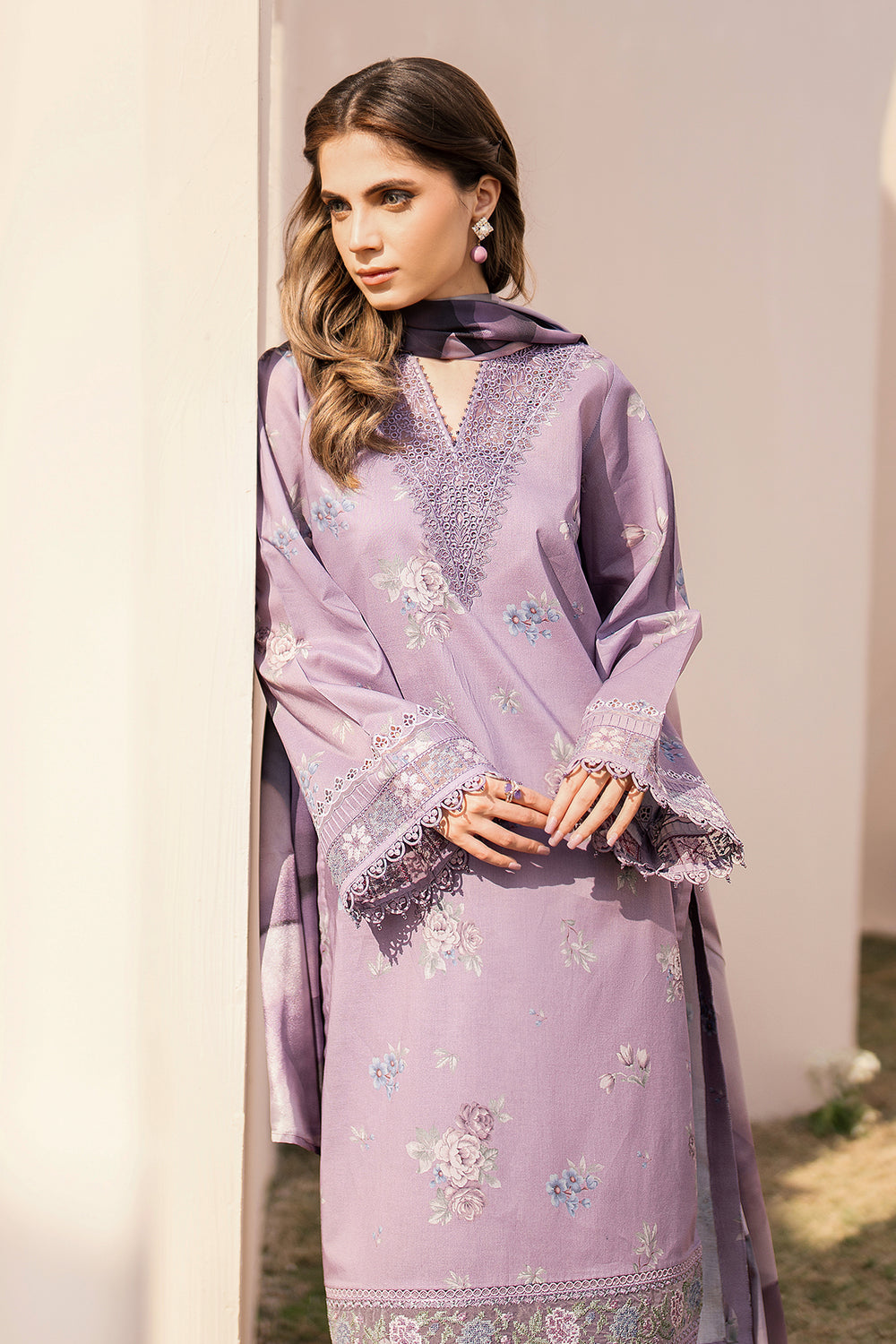 BQ 210-3 Piece - Unstitched Digital Printed Lawn Fabric With Lawn Dupatta