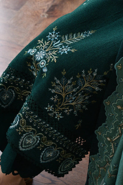 BT 3010-3 Piece Unstitched Heavy Embroidered Dhanak Suit ( Embroidered Dhanak Wool Shawl )
