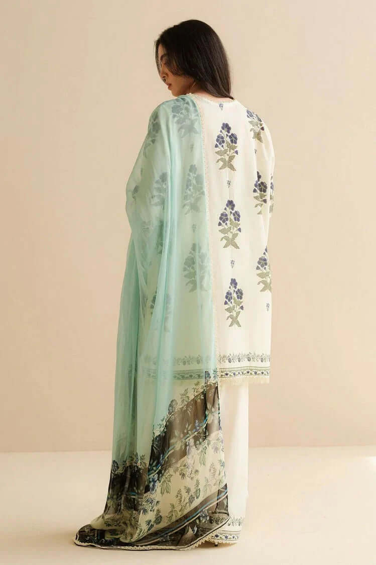 CO 492-3 Piece Unstitched Digital Printed Lawn Suit ( Fine Printed Polly Lawn Dupatta )