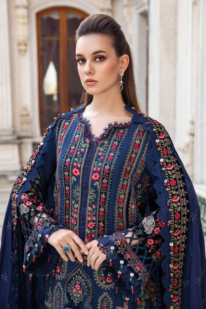 MB 965- 3 Piece Dhanak Embroidery Suit With Four Sides Embroidery Dhanak Shawl
