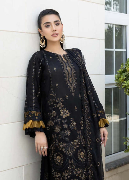 BA 06-3 Piece Unstitched Heavy Embroidered Chickan Kari Lawn Suit ( Fully Embroidered Organza Dupatta )