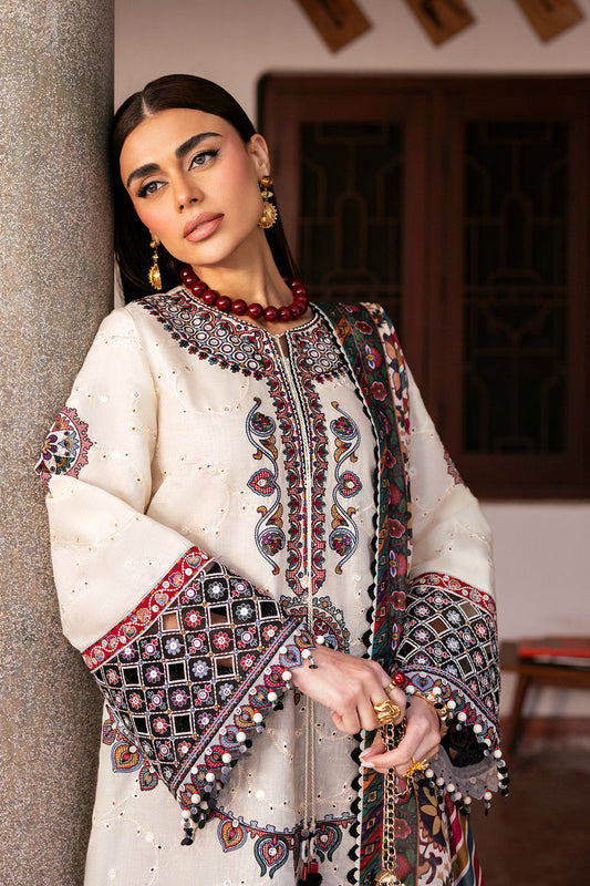 JZ-2800-3 Piece - Unstitched Fully Embroidered Lawn Fabric