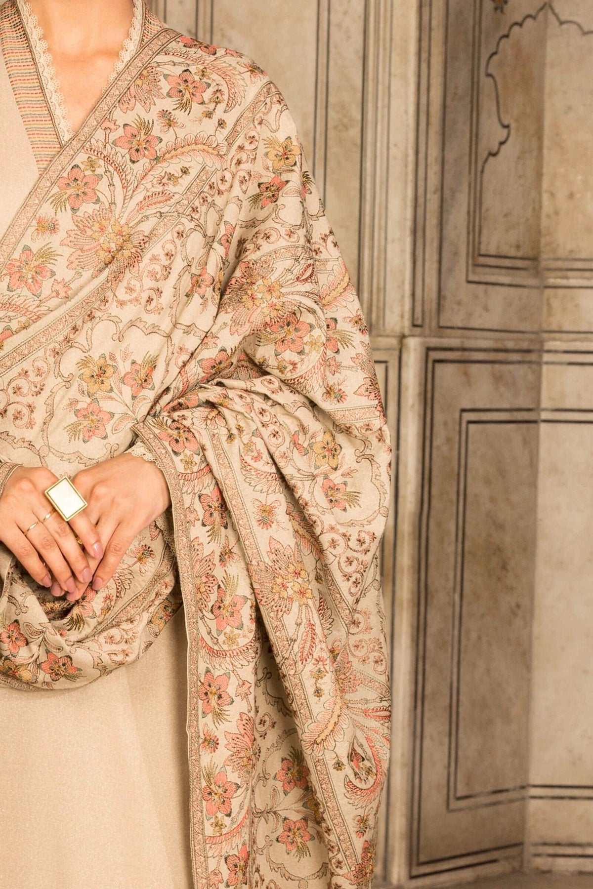 Dhanak Stuff 3 piece Fully Embroidered With Fully Embroidered Dhanak Shawal AD-458 DhanakStore 